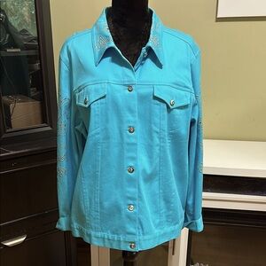 Quacker Factory Blue Denim Jacket with Relaxed Fit